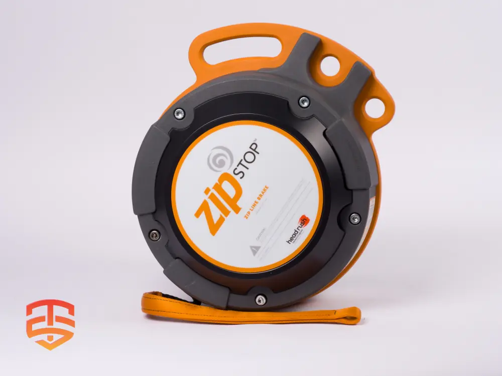 Cremallera. Detenerse. Repetir. El zipSTOP es el mejor freno para su tirolesa, debido a su avanzada tecnología de frenado magnético. El freno zipSTOP Zip Line original se adapta mejor a velocidades de llegada del ciclista de hasta 60 kph (37 mph) con múltiples opciones de configuración.