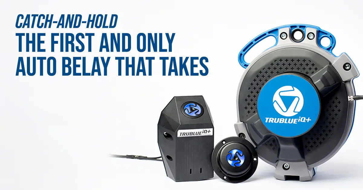 The future of climbing is here. Announcing the TRUBLUE iQ+, a revolutionary catch and hold auto belay that lets you 'take' just like with a partner.