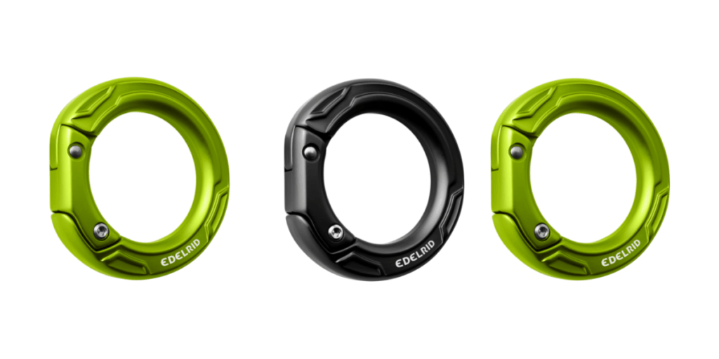 The Edelrid Cupid is the ultimate connecting ring for use in ropes course safety systems or as a rappelling ring on belay stations.