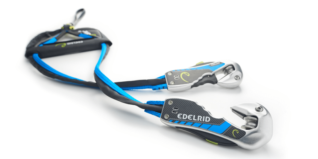 Edelrid Smart Belay X is the best personal safety system lanyard for the Aerial Adventure Park market. 