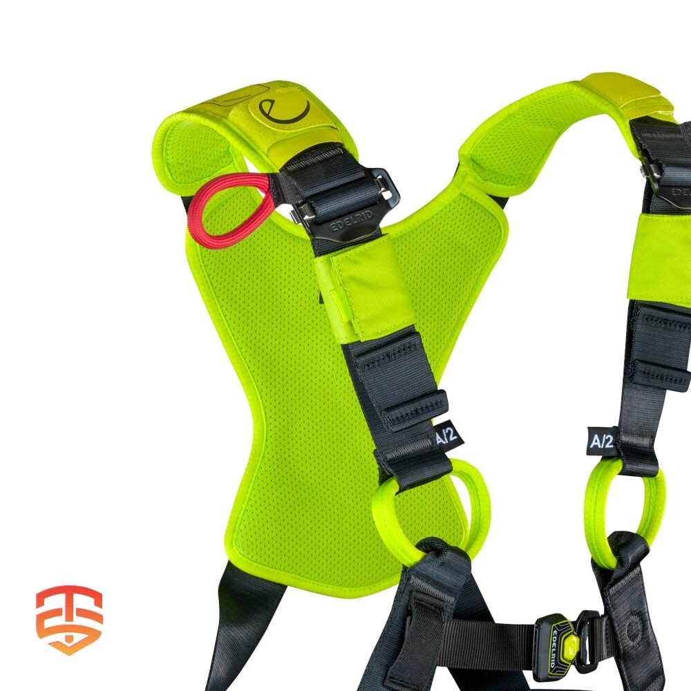 Movilidad en el trabajo sin esfuerzo: Arnés Edelrid FLEX PRO PLUS. Diseño ajustable, construcción ligera, malla 3D para la circulación del aire. ¡Trabaja sin restricciones!
