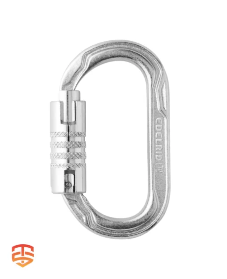 Triple the Security, US-Ready Strength: Edelrid Oval Power 2500 Triple ANSI Carabiner - Experience the security of a triple-lock closure and the peace of mind of ANSI compliance with this steel carabiner. Buy Now!