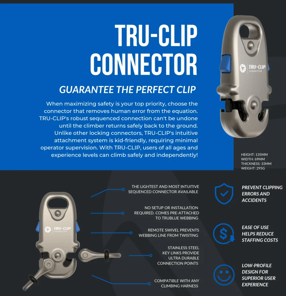 Beseitigen Sie Sicherheitsbedenken beim Klettern mit dem TRU-CLIP Connector - dem einzigen Verbindungsmittel zur Selbstsicherung, das jedes Mal eine perfekte Befestigung garantiert. Sehen Sie noch heute, wie es funktioniert!