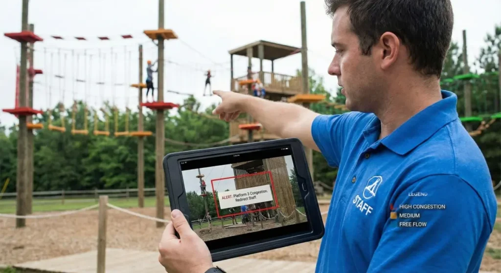 Learn to eliminate bottlenecks and increase ropes course capacity with real-time logistics. Read the full operator guide.